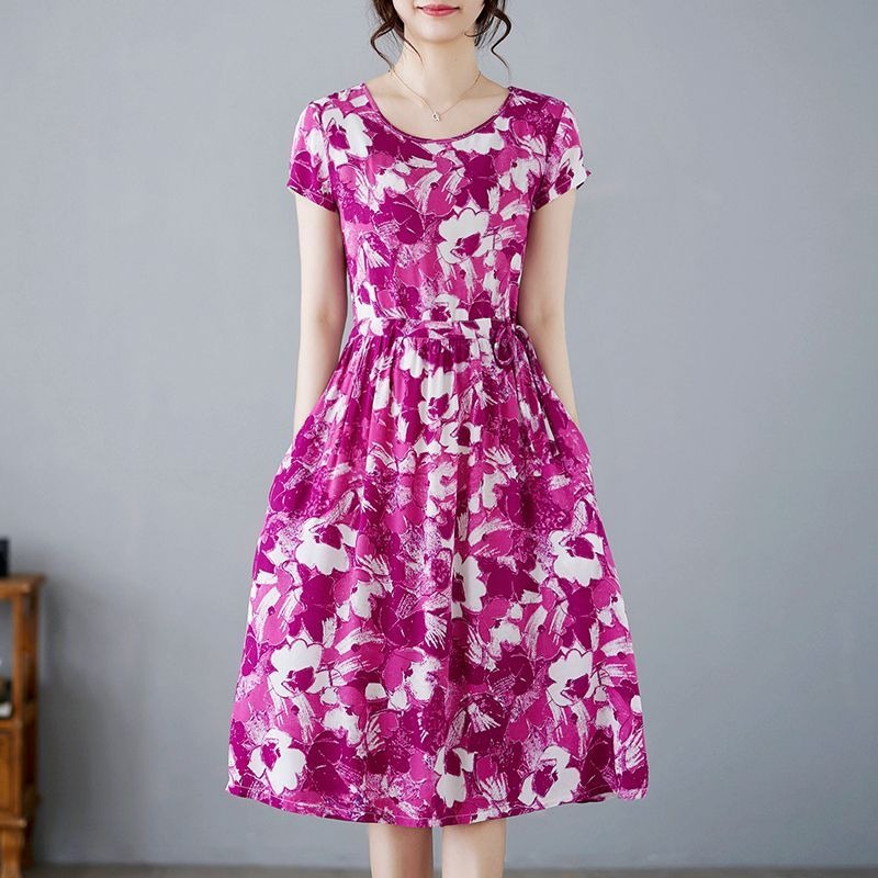 Women's Magenta Abstract Flora - Midi Skirt Floral avis et prix
