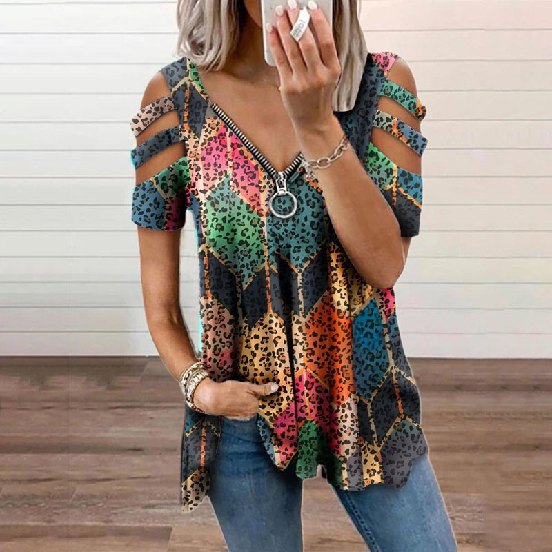 New Summer Cold Shoulder Leopa - Blouse Off Shoulder avis et prix