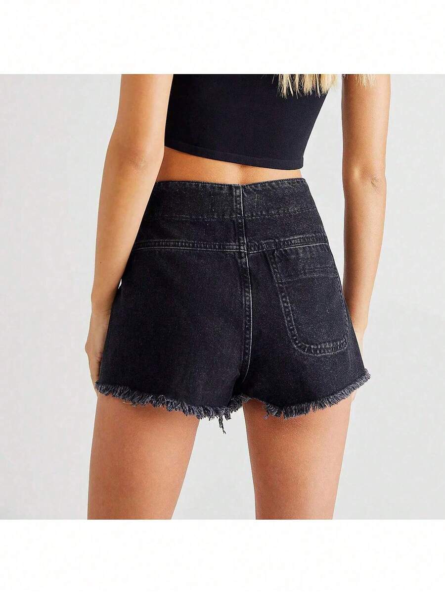 Women Denim Wrap Skort High Wa - Shorts Denim Frayed avis et prix