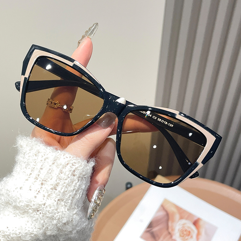 Women Color Block Cat Eye Eyeg - Sunglasses Cat Eye avis et prix
