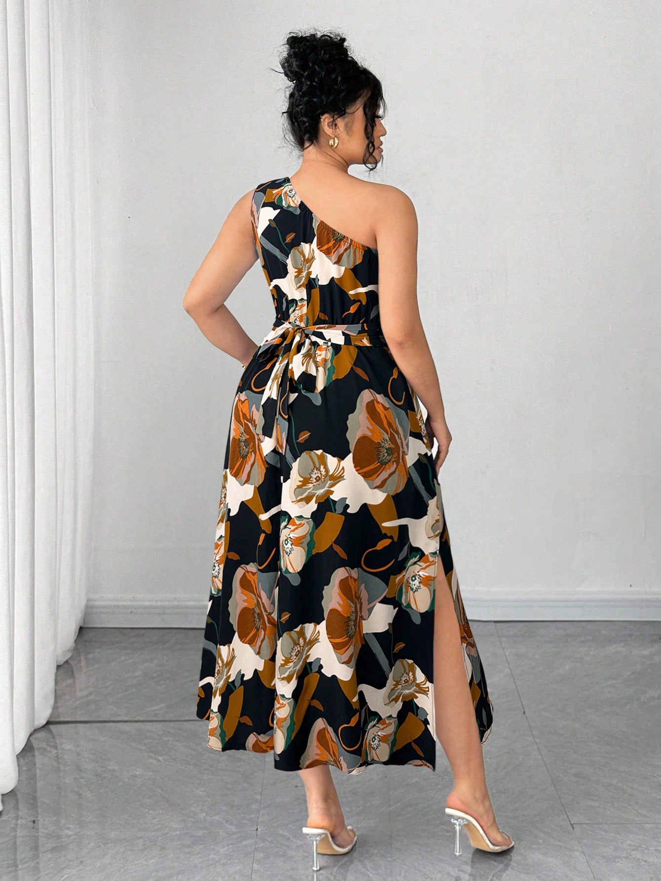 Asymmetrical One-Shoulder Flor - Midi Skirt Floral avis et prix