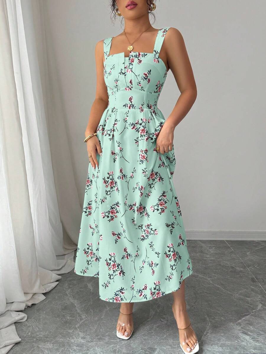 Mint Green Floral Midi Dress W - Midi Skirt Floral avis et prix