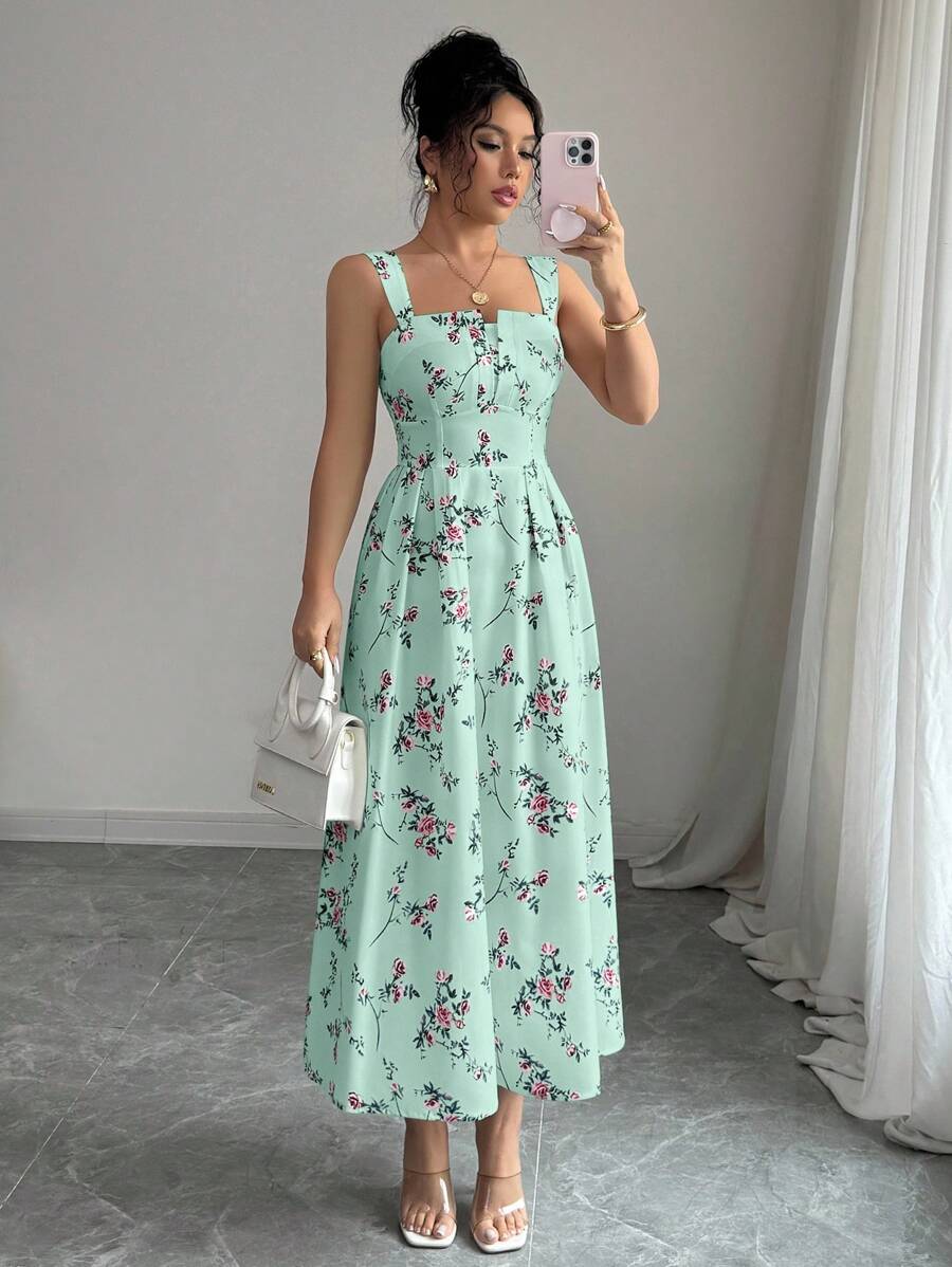 Mint Green Floral Midi Dress W - Midi Skirt Floral avis et prix