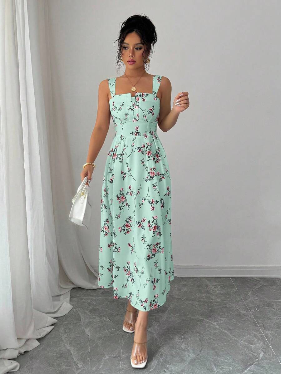 Mint Green Floral Midi Dress W - Midi Skirt Floral avis et prix