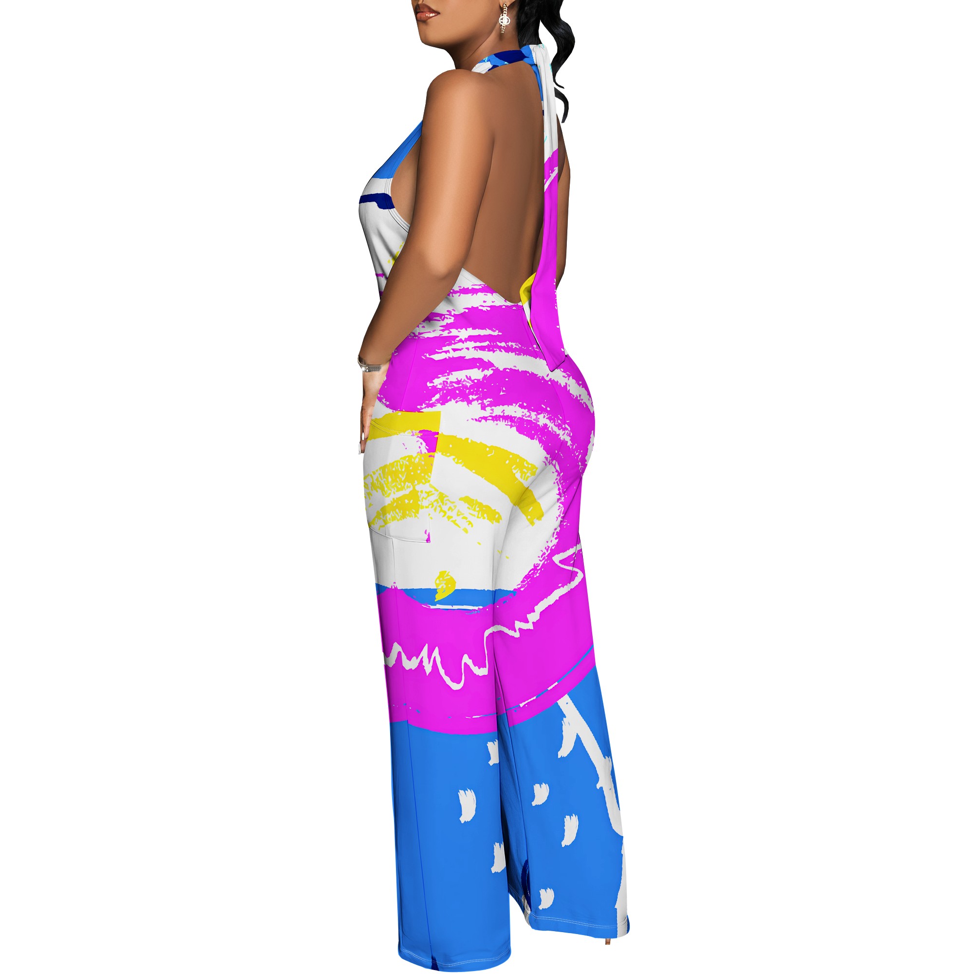 Bold Abstract Brushstroke Halt - Maxi Dress Halter avis et prix