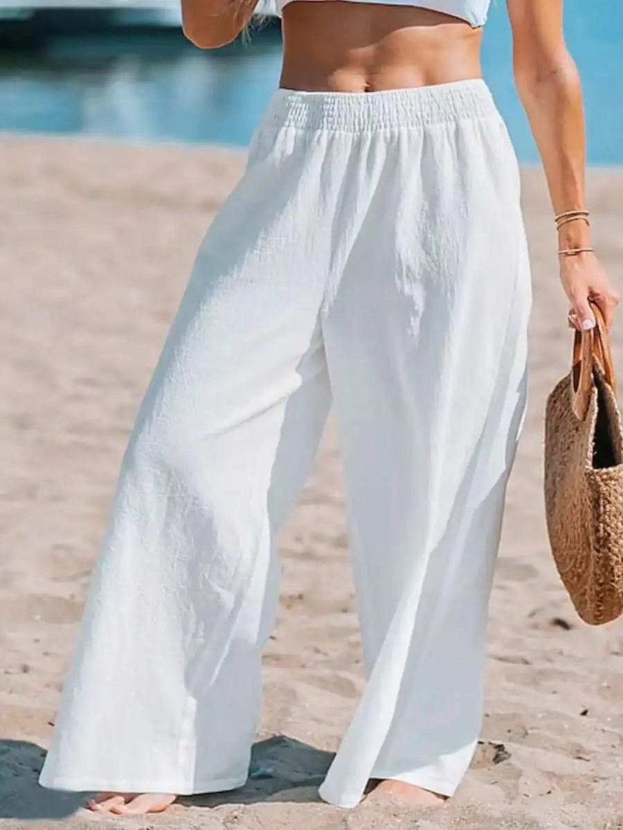 Women High Waist Loose Wide Le - Linen Pant Wide avis et prix