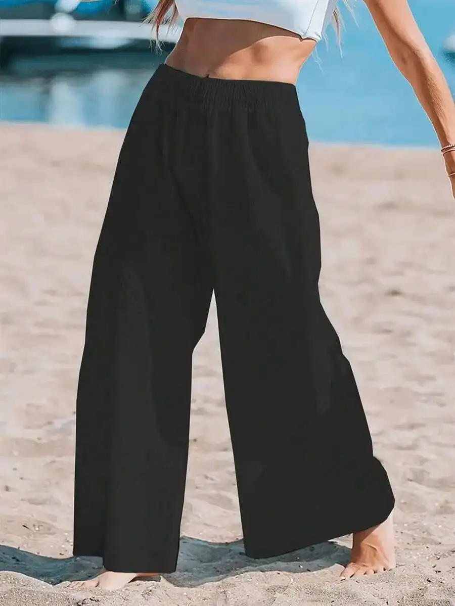 Women High Waist Loose Wide Le - Linen Pant Wide avis et prix