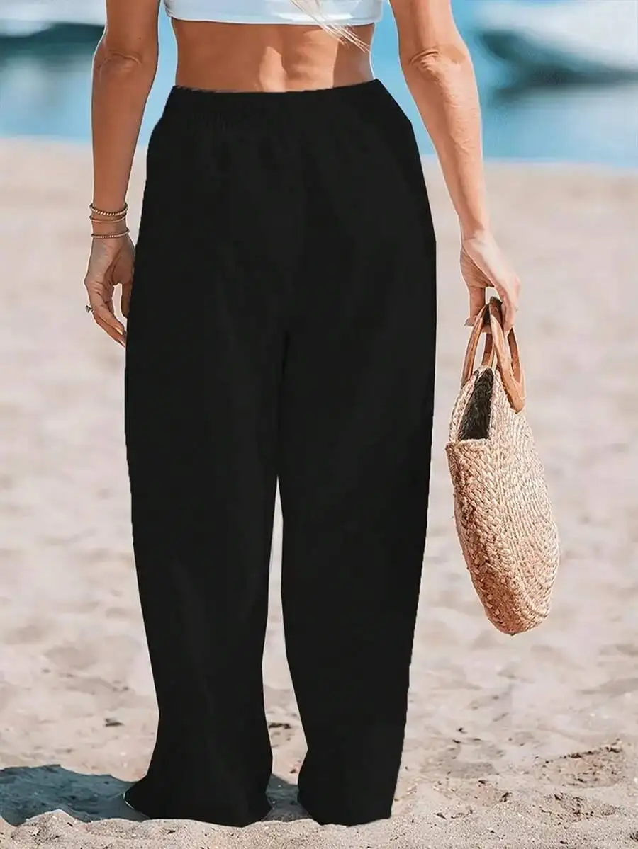 Women High Waist Loose Wide Le - Linen Pant Wide avis et prix