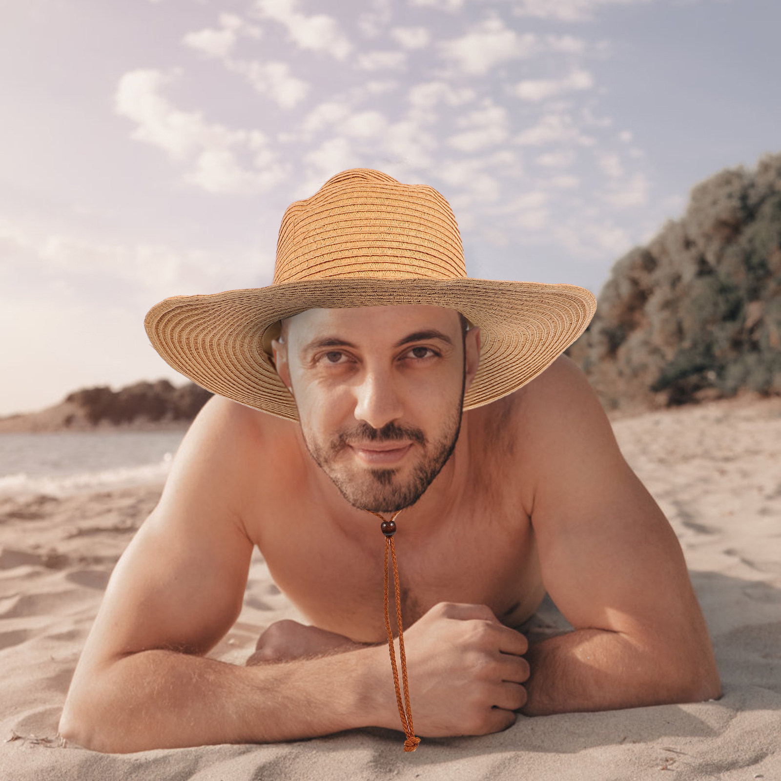 Men Wide Brim Straw Sun Hat Kh - Hat Floppy Wide avis et prix