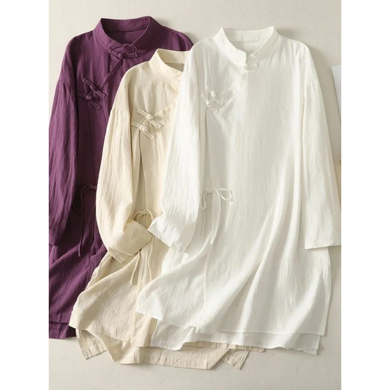 Women's Chinese Style Frog But - Linen Dress Wrap avis et prix