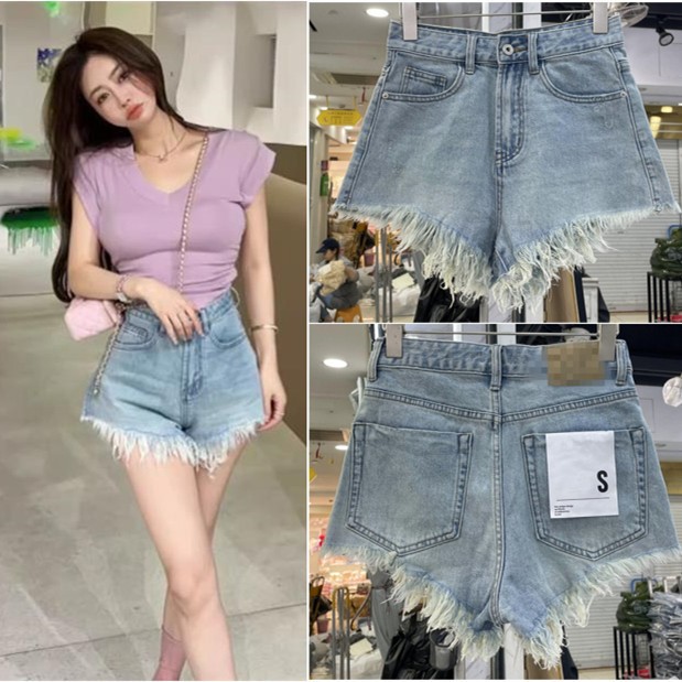 Summer Women's Clothing Casual - Shorts Denim Frayed avis et prix