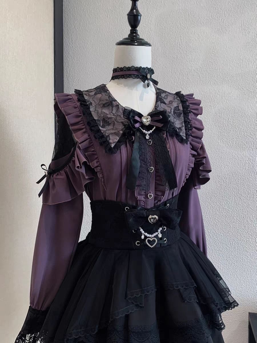 Harajuku Kawaii Skirt Sets Wom - Blouse Off Shoulder avis et prix