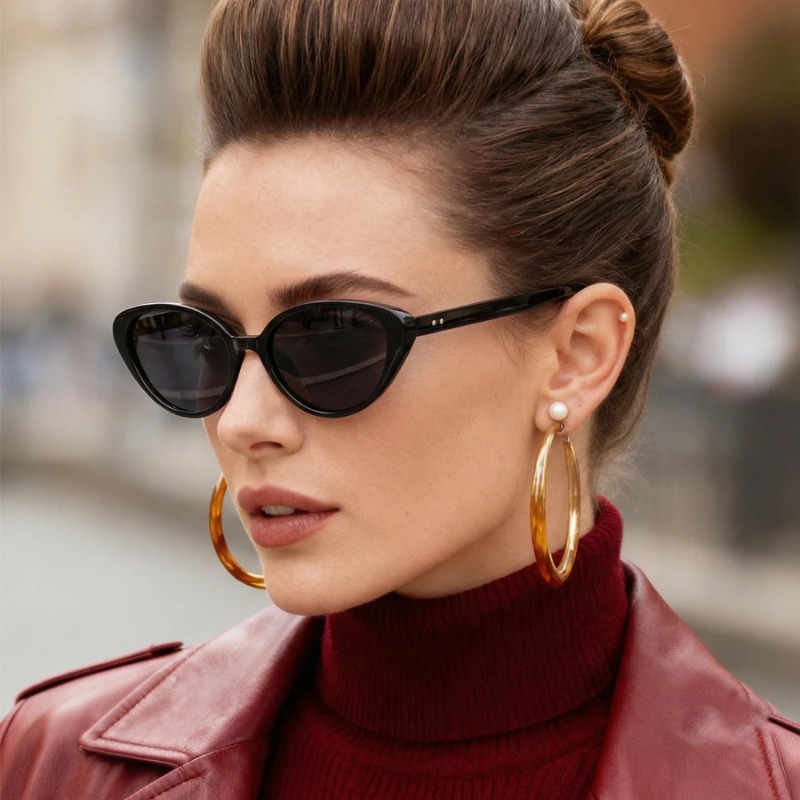 Rivets Brown Fashion Cat Eye S - Sunglasses Cat Eye avis et prix