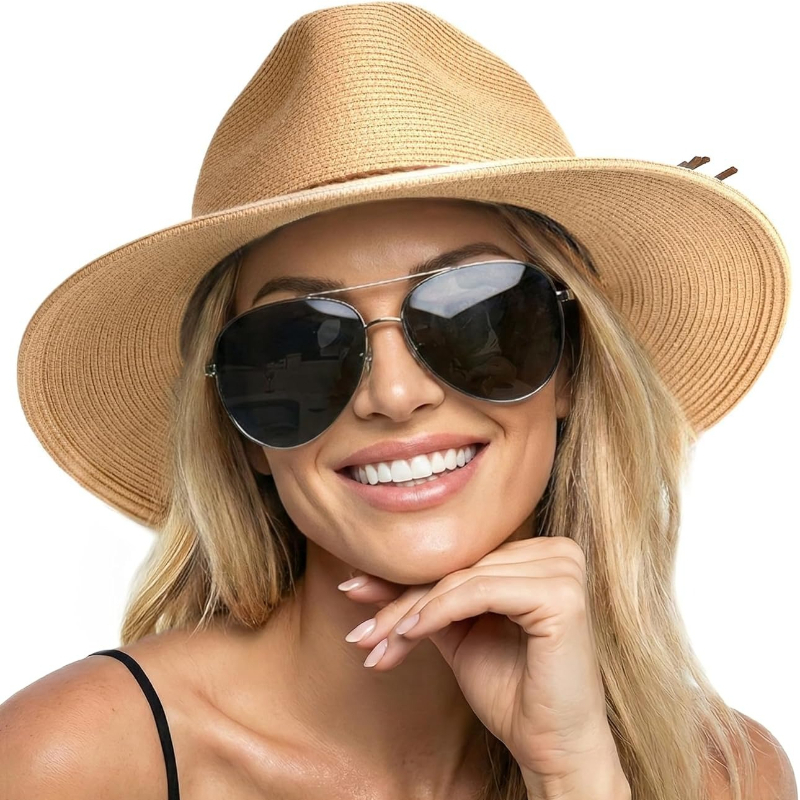 1pc Summer Straw Beach Sun Hat - Hat Floppy Wide avis et prix