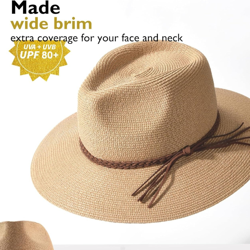 1pc Summer Straw Beach Sun Hat - Hat Floppy Wide avis et prix