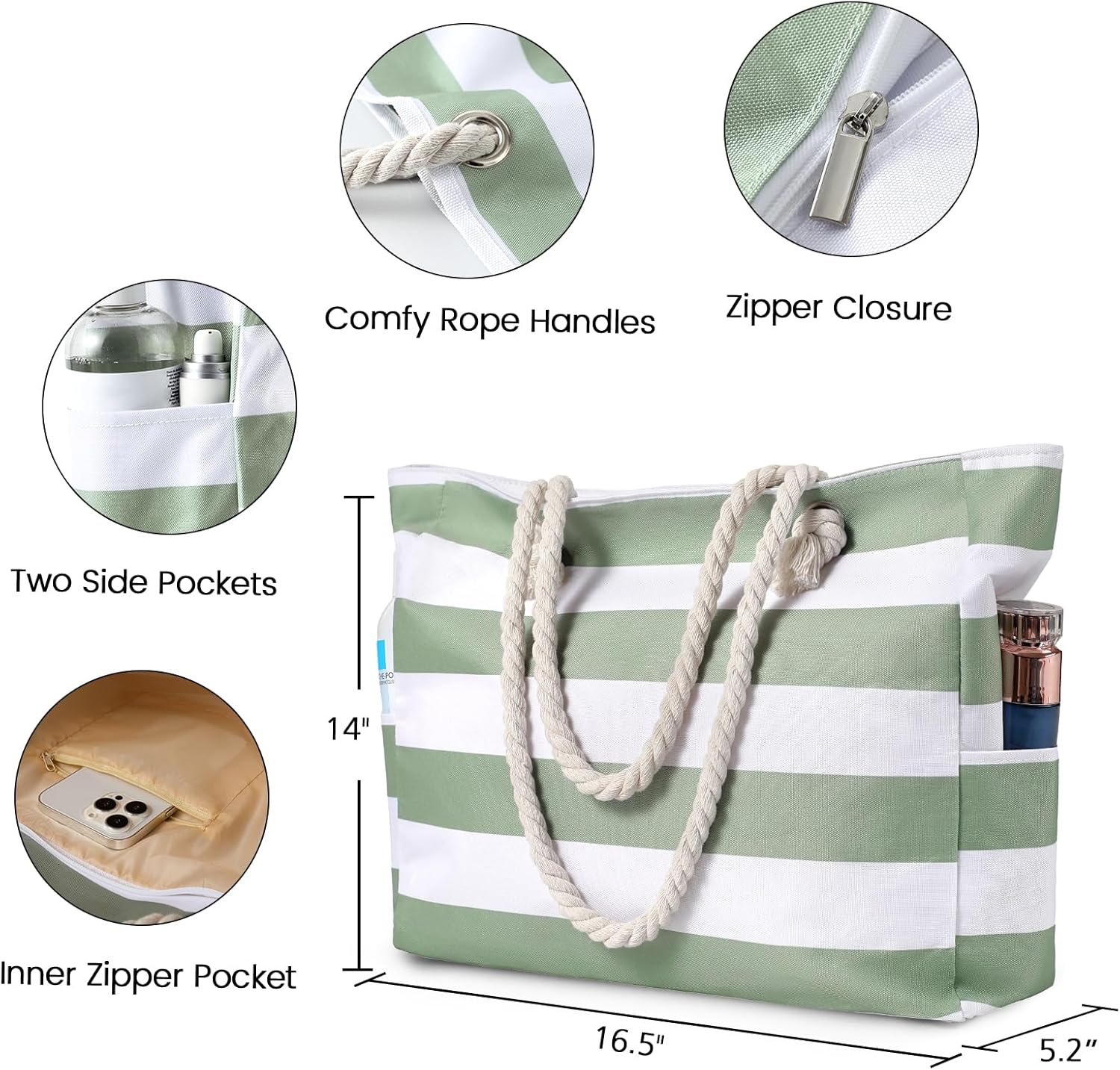 Large Waterproof Beach Tote Ba - Tote Bag Beach avis et prix
