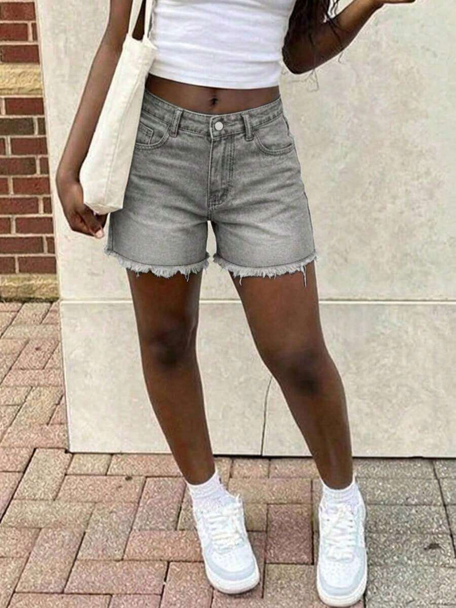 Womens High Waist Light Wash D - Shorts Denim Frayed avis et prix