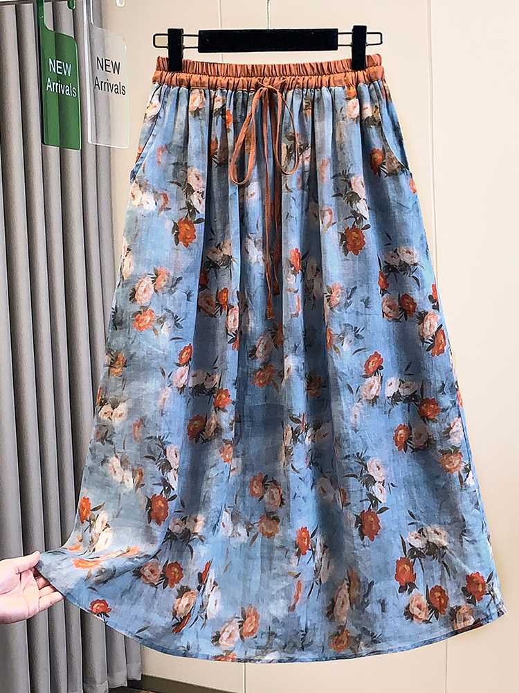 Fashionable Artistic Large Siz - Midi Skirt Floral avis et prix