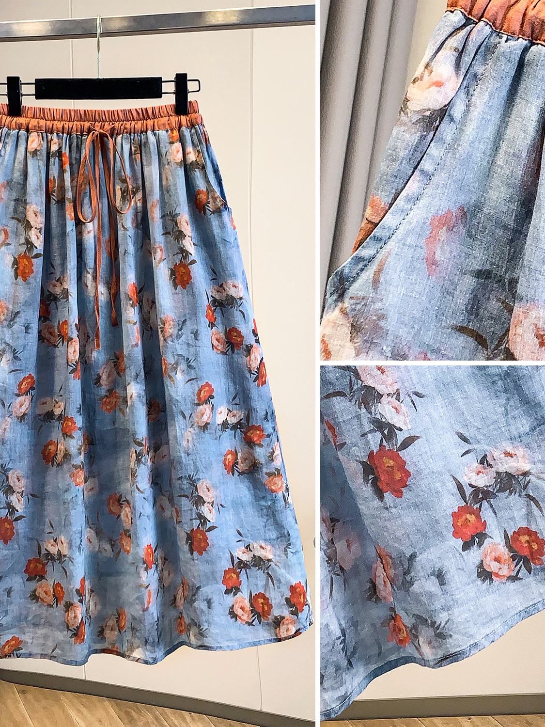 Fashionable Artistic Large Siz - Midi Skirt Floral avis et prix