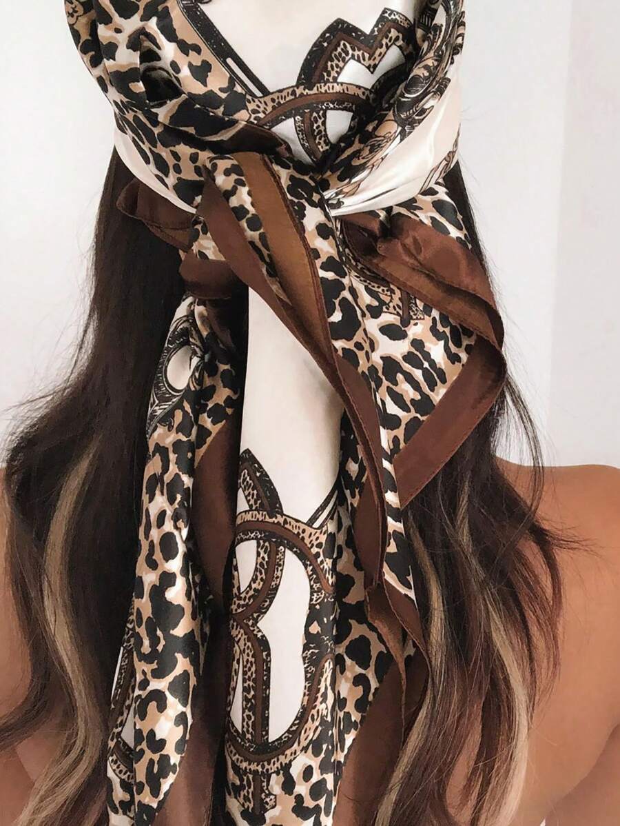 1pc Leopard Print Chain & Flor - Headband Summer Knit avis et prix