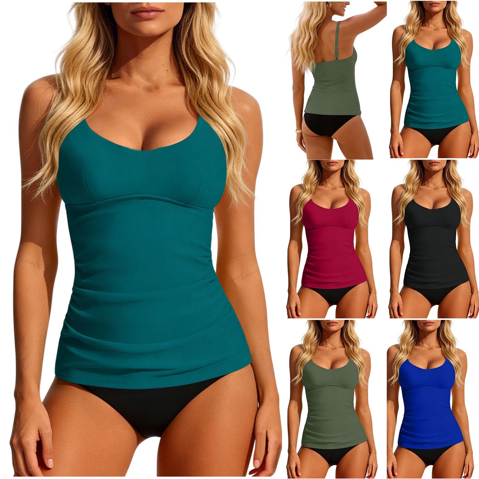 Women's 2026 Tankini Teal Scoo - Swimsuit Bikini Ruched avis et prix