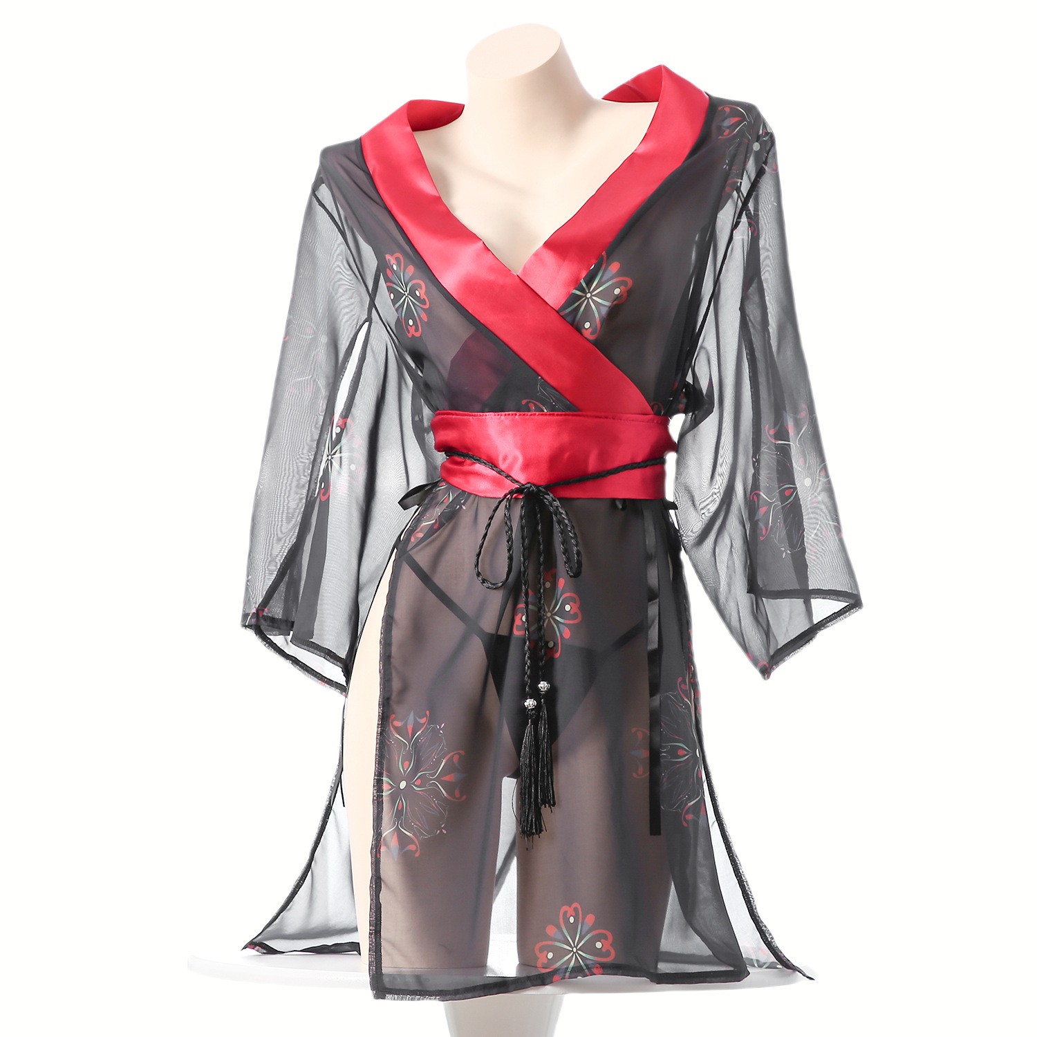 Women's Black Sheer Mesh Japan - Kimono Sheer Floral avis et prix
