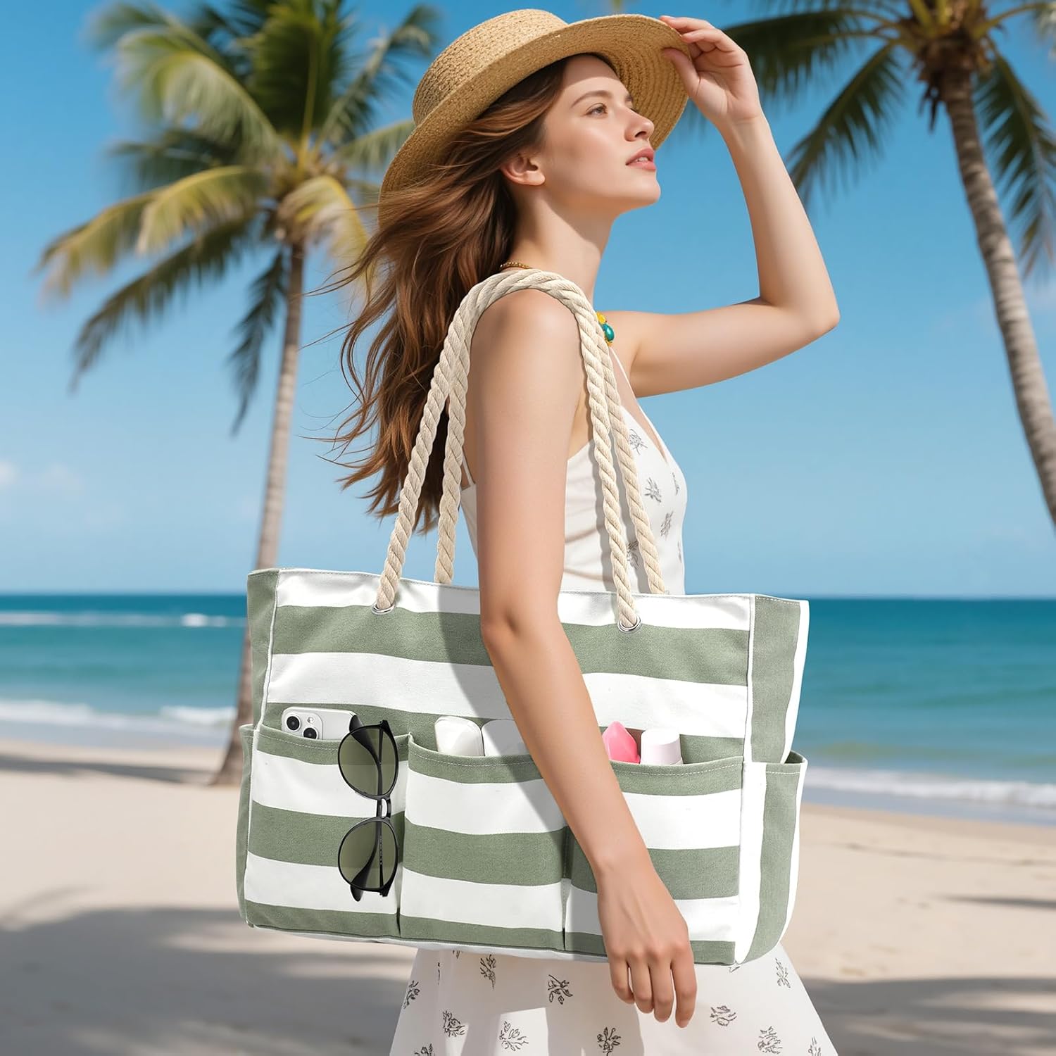 Canvas Large Beach Tote Bag fo - Tote Bag Beach avis et prix