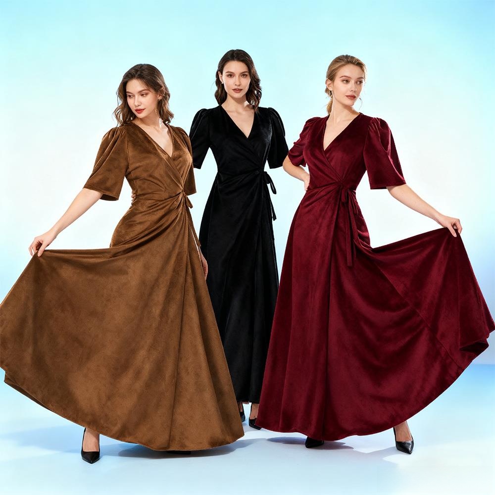 Ladies Long V-Neck Wrap Slim P - Linen Dress Wrap avis et prix