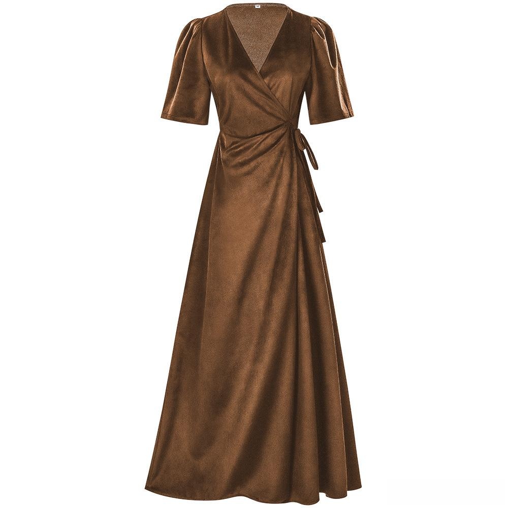 Ladies Long V-Neck Wrap Slim P - Linen Dress Wrap avis et prix