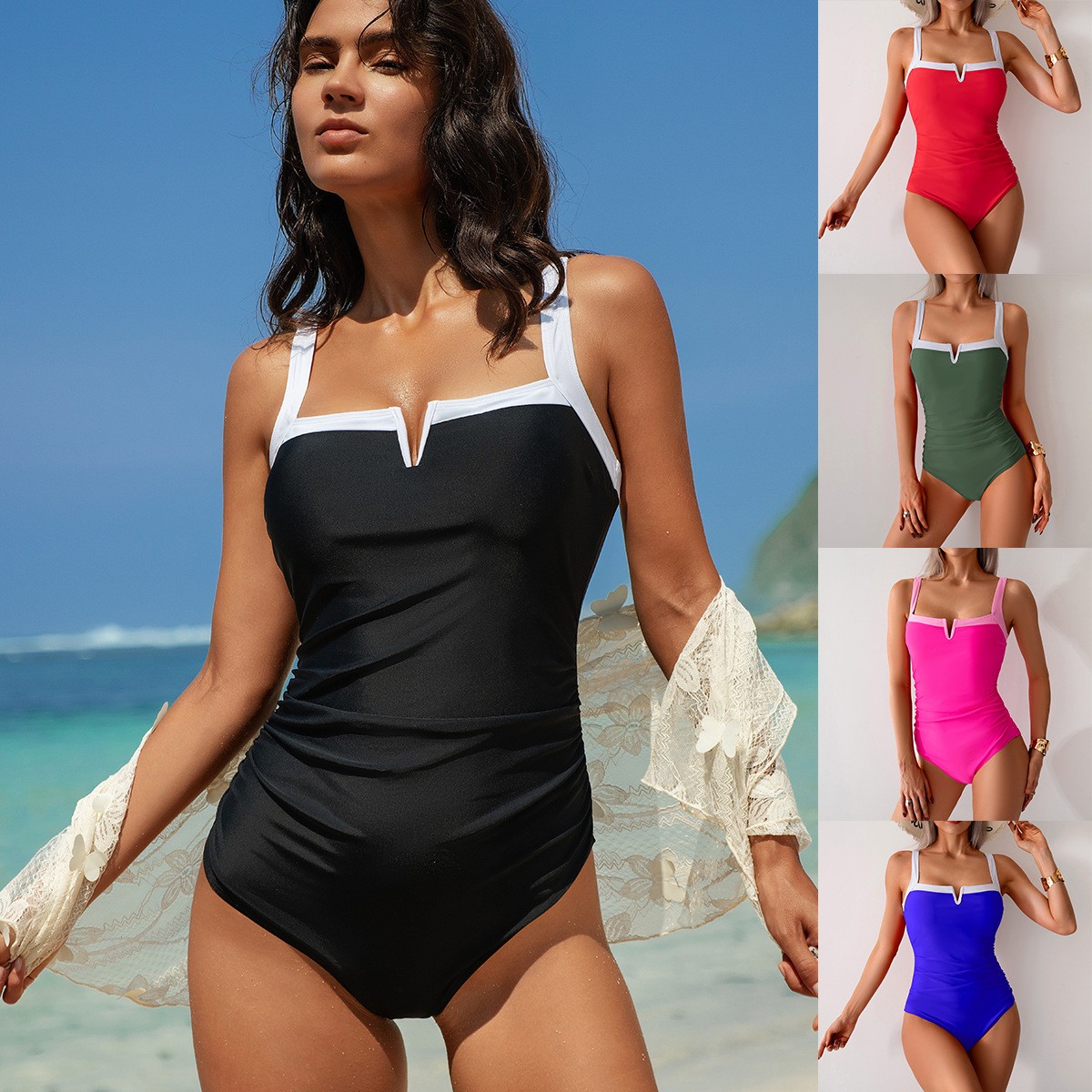 Swimwear Woman One Piece Swims - Swimsuit Bikini Ruched avis et prix