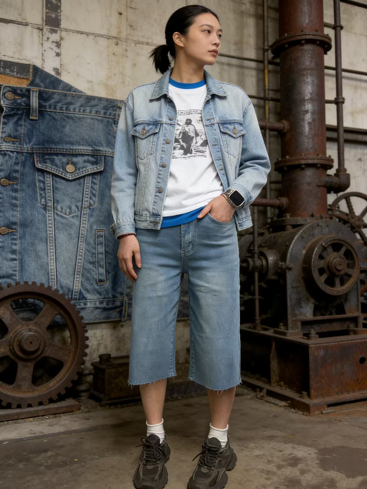 Women's High Waisted Denim Ber - Shorts Denim Frayed avis et prix
