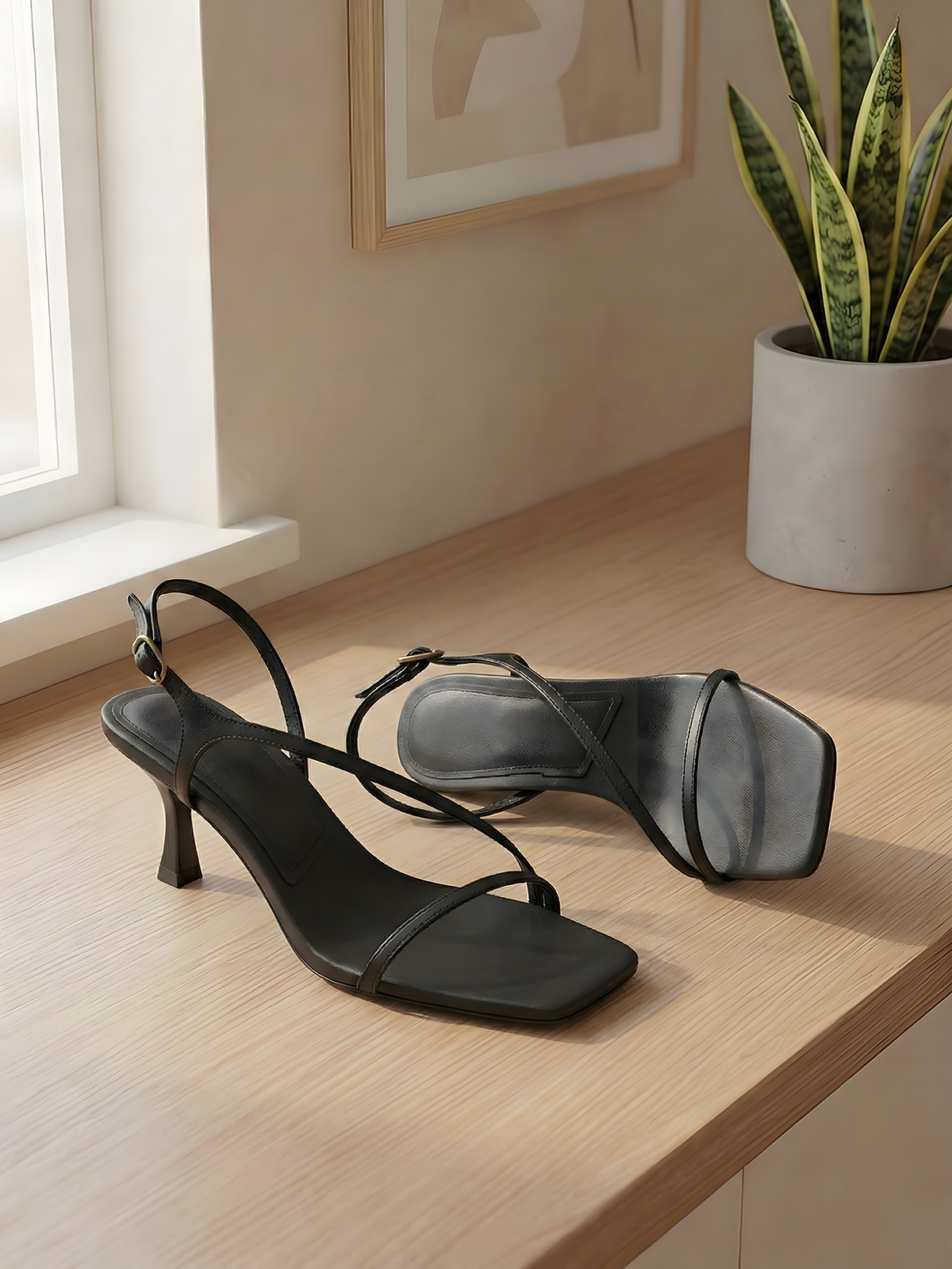 Elegant Genuine Leather Strapp - Sandal Strappy Heeled avis et prix