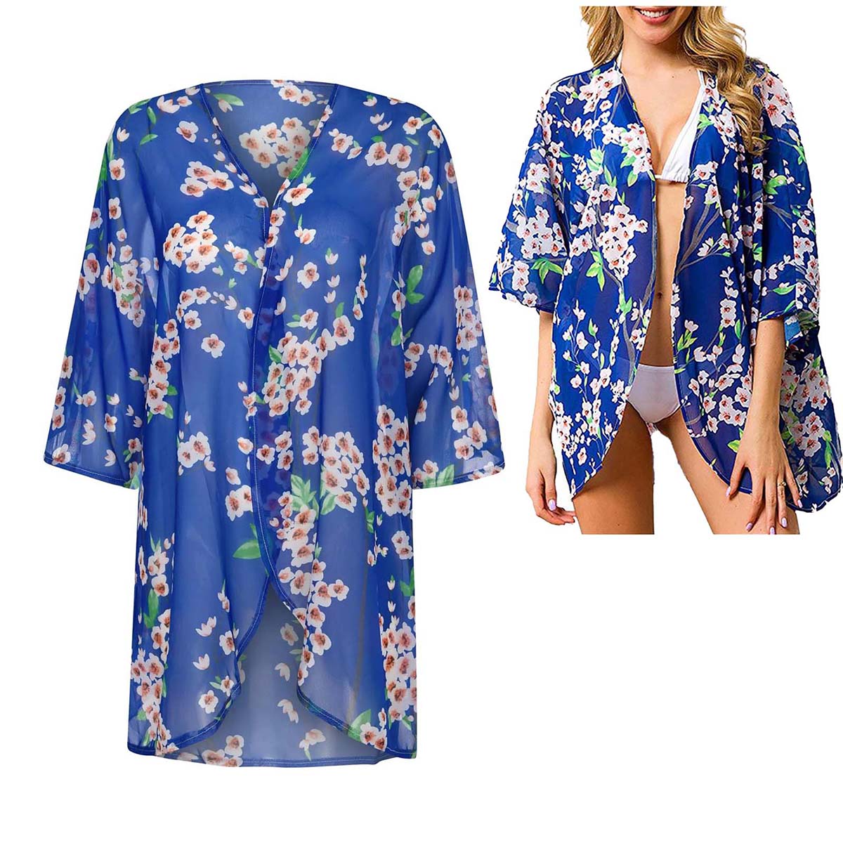 Women's Loose Sheer Chiffon Ki - Kimono Sheer Floral avis et prix