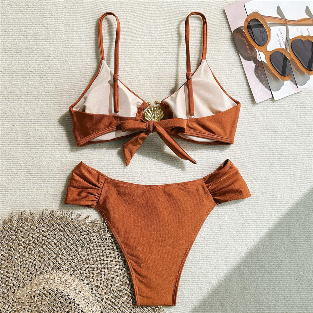 Metal Shell Ring Swimwear Sexy - Swimsuit Bikini Ruched avis et prix