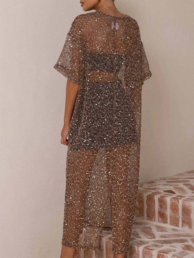 Female O-neck Loose Summer Lon - Cover Up Kaftan avis et prix
