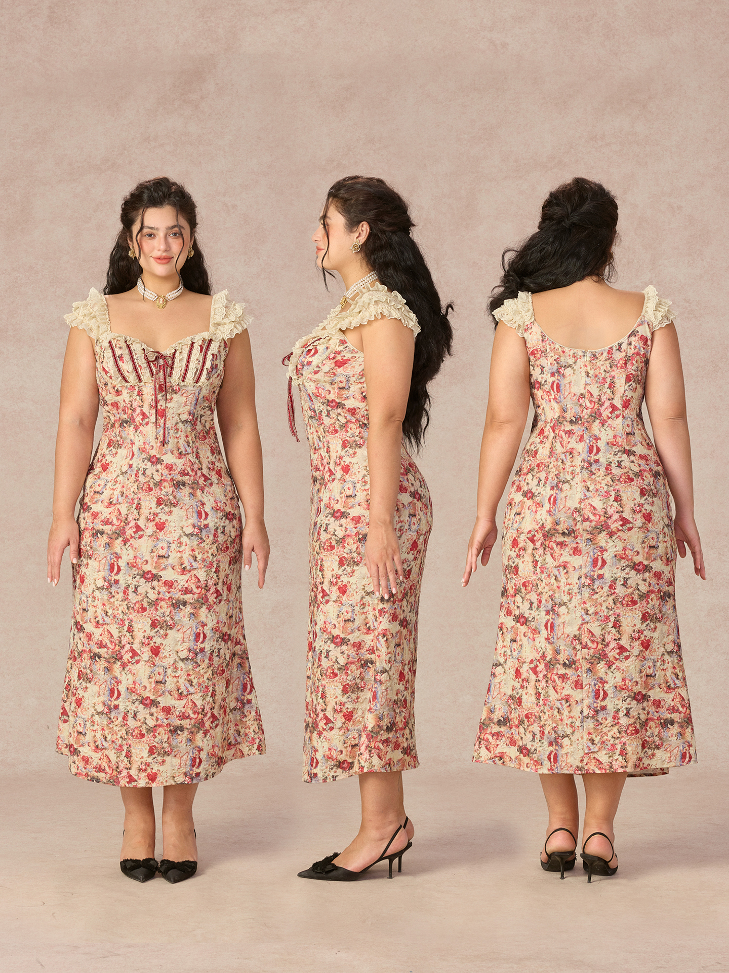 Retro plus Size Floral Fish Ta - Midi Skirt Floral avis et prix