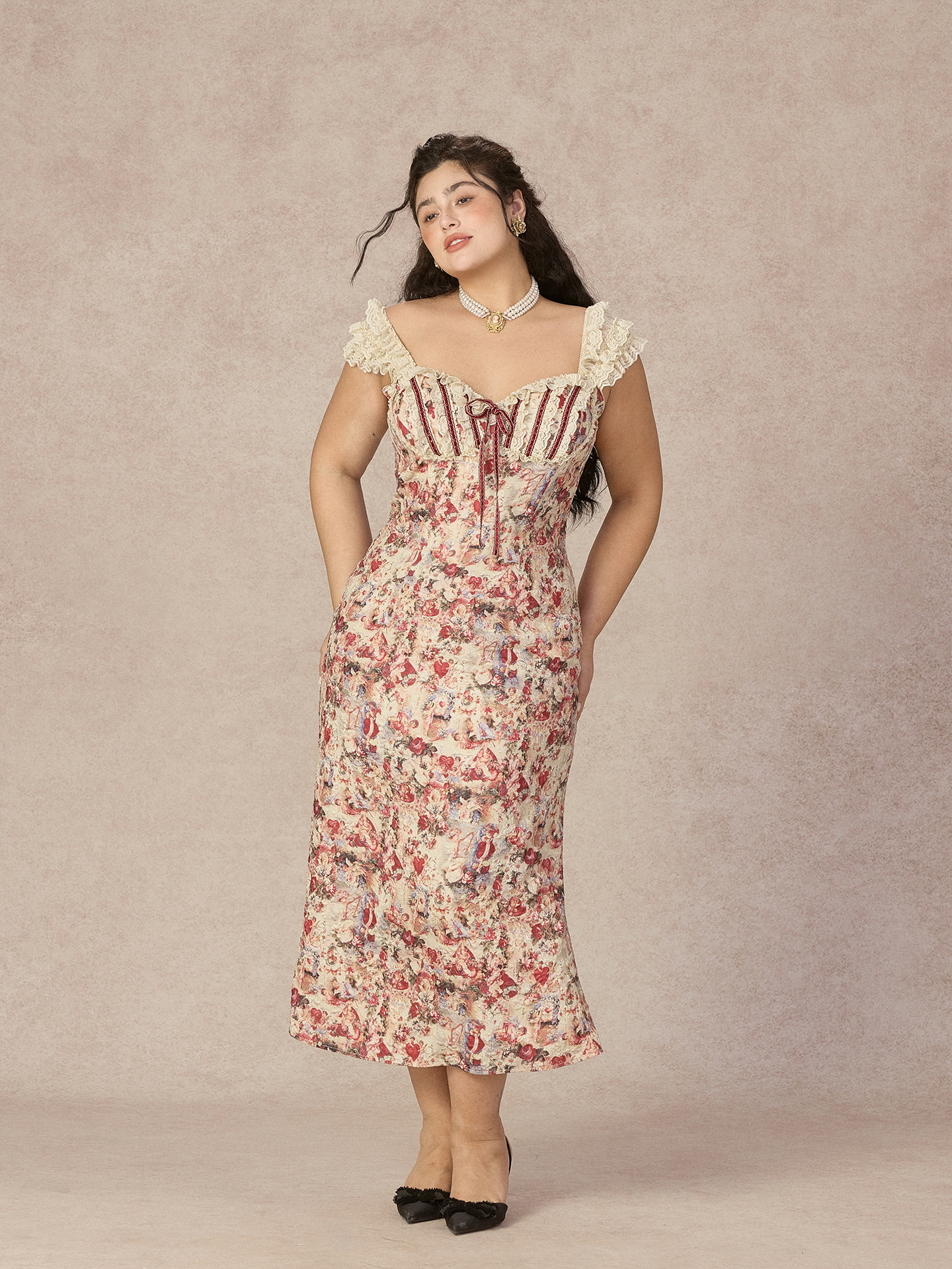 Retro plus Size Floral Fish Ta - Midi Skirt Floral avis et prix