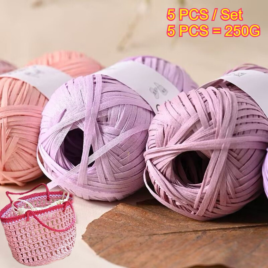 5PCS 250g Raffia Paper Rope Kn - Crochet Bag Raffia avis et prix