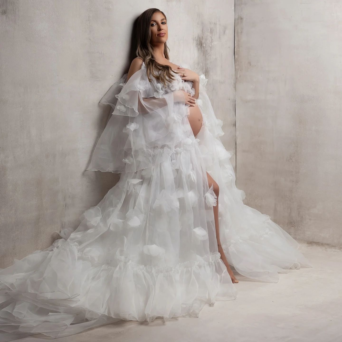 White Floral Tulle Bridal Wrap - Kimono Sheer Floral avis et prix