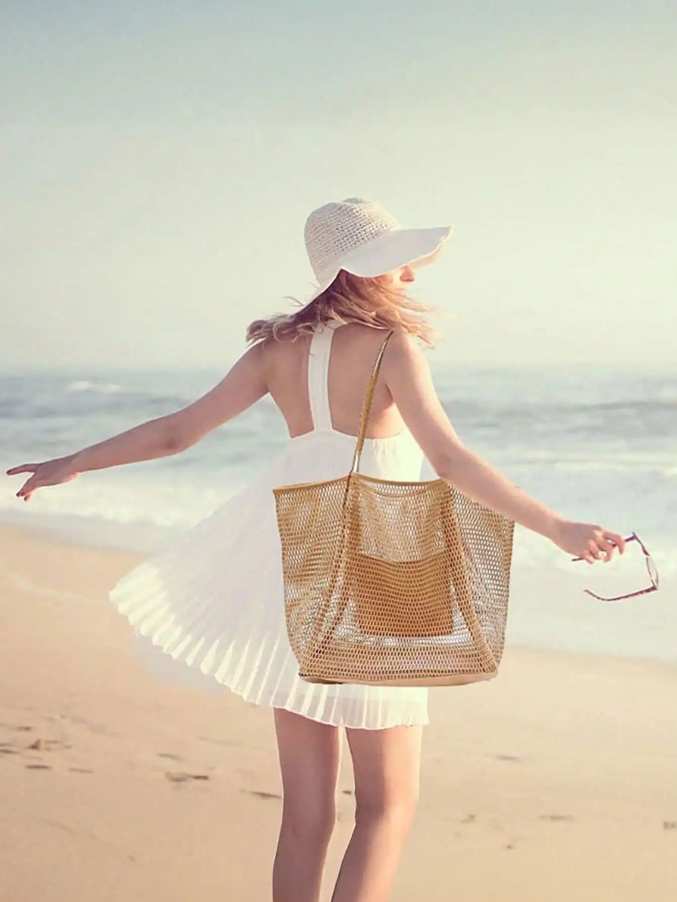 1pc Mesh Beach Tote Bag, Outdo - Tote Bag Beach avis et prix
