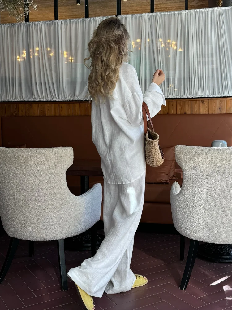 2025 Solid Casual Cotton Linen - Linen Pant Wide avis et prix