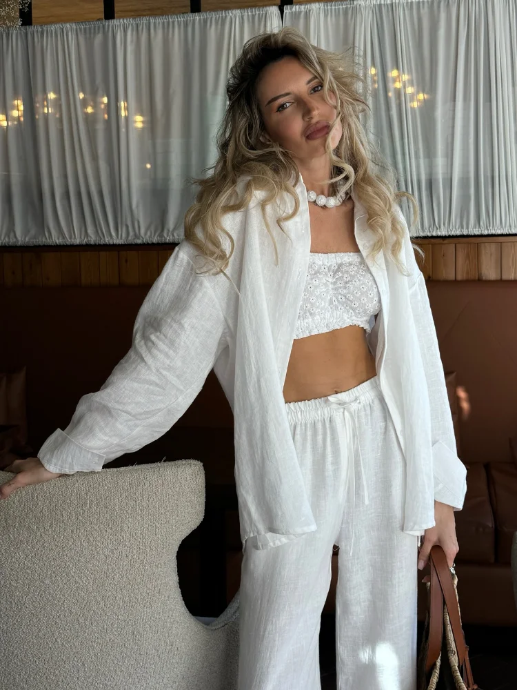 2025 Solid Casual Cotton Linen - Linen Pant Wide avis et prix