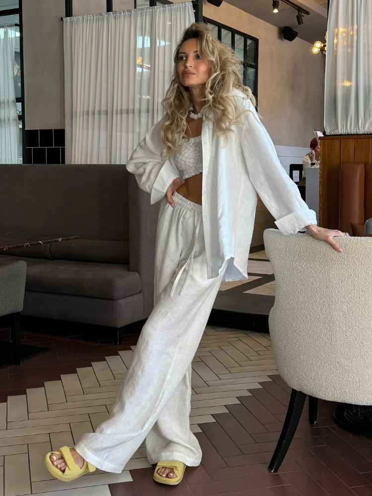 2025 Solid Casual Cotton Linen - Linen Pant Wide avis et prix