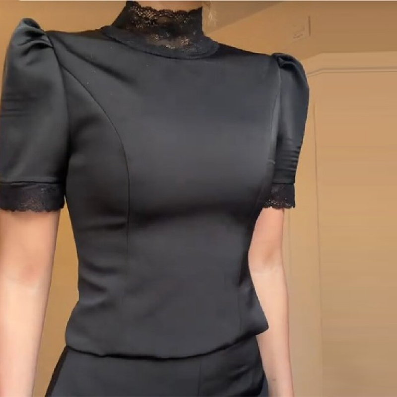 New Satin Lace Edge Top Short  - Blouse Off Shoulder avis et prix